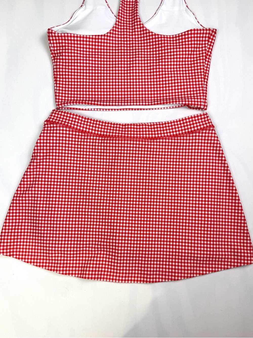 Abercrombie YPB sculptLUX Red Gingham Cropped Tank & Tennis Skort Set Large - Picture 9 of 13